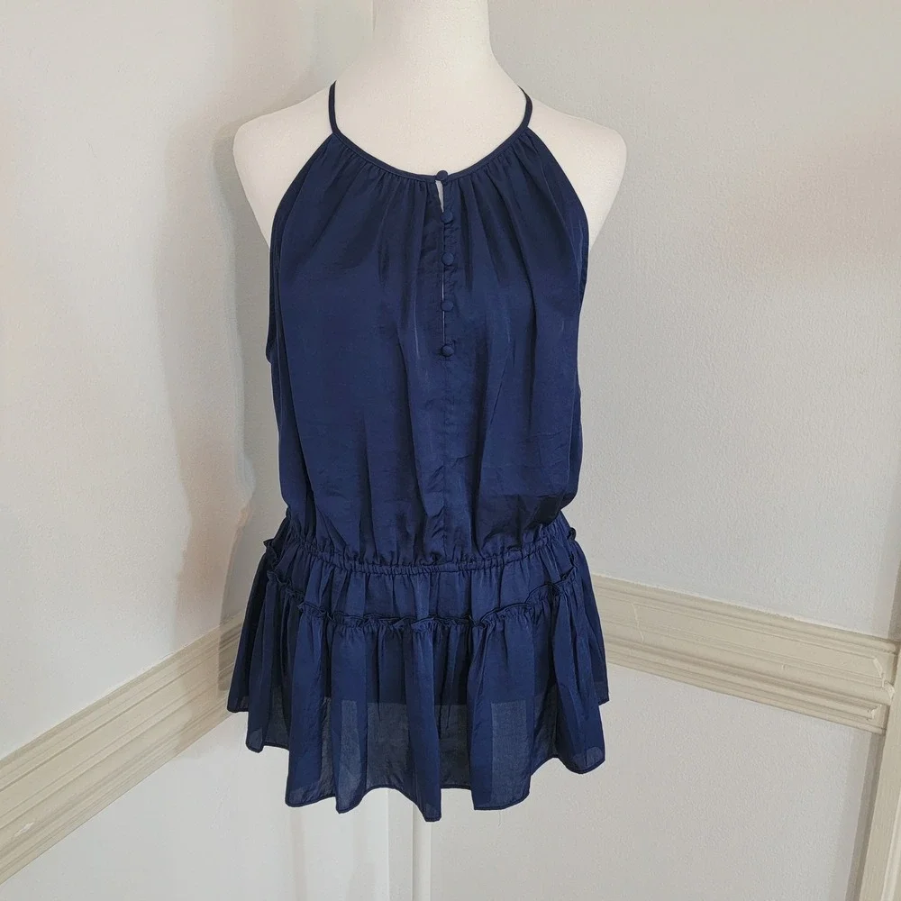 Philosophy‎ Halter Neck Ruffle Hem Blouse Sleeveless Flowy Women's Size Large